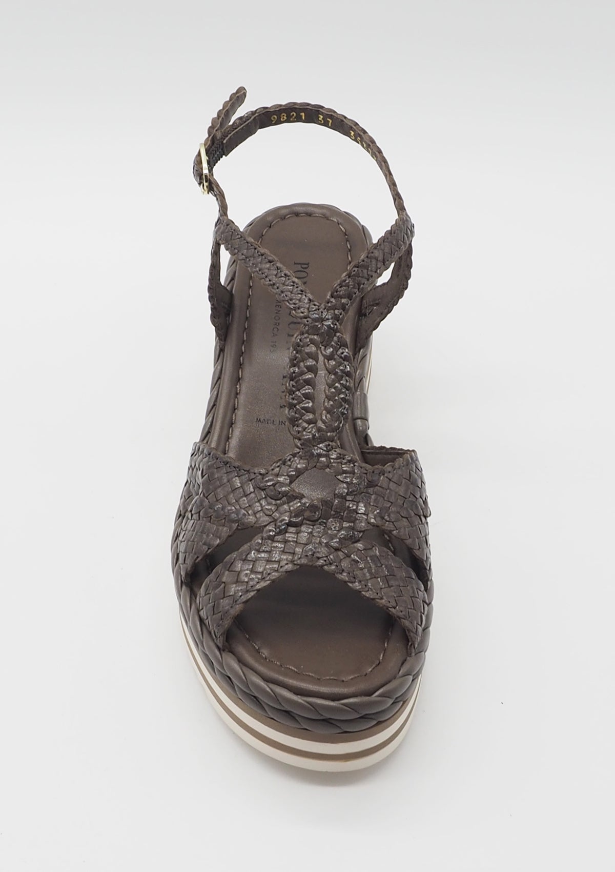 Geflochtene Damen Keilsandale in Grau - 7cm Damen Sandale Pons Quintana