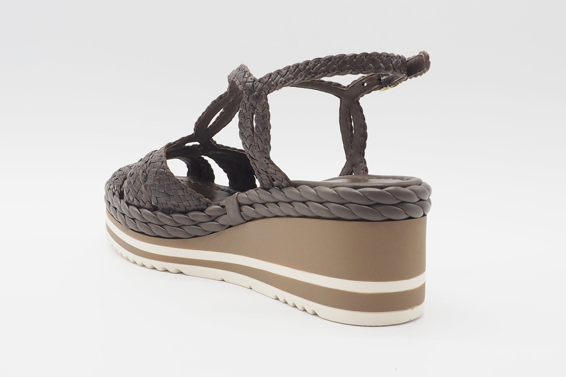 Geflochtene Damen Keilsandale in Grau - 7cm Damen Sandale Pons Quintana