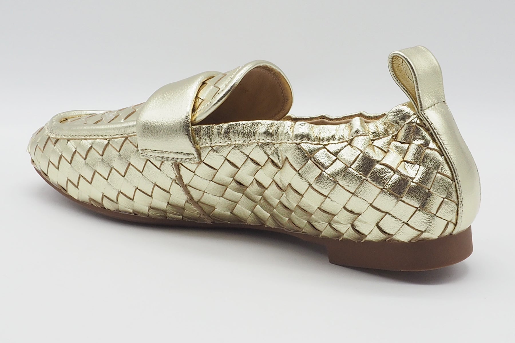 Geflochtener Damen Loafer aus Leder in Gold - 1,5 cm Absatz Damen Loafers & Schnürer Massimo Santini