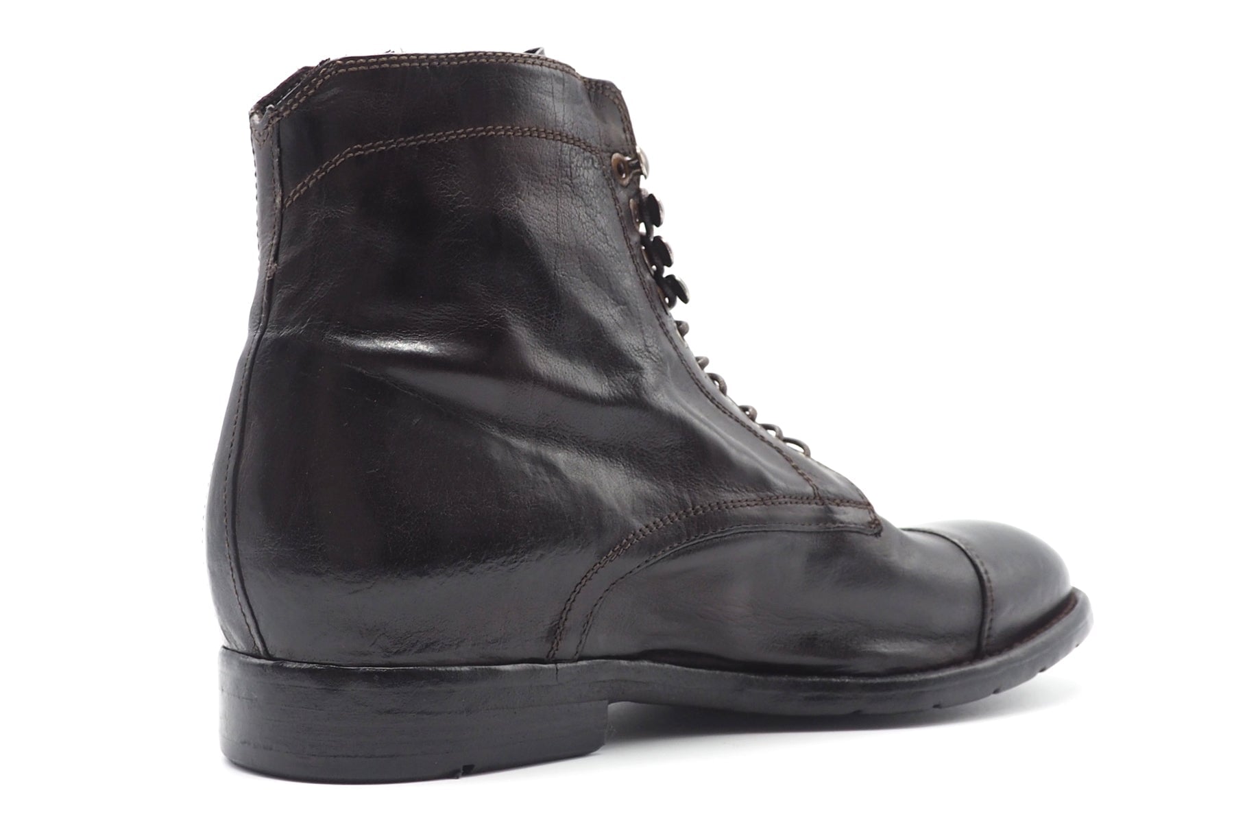 Handgefertigte edle Herren Schnürstiefelette aus gewaschenem Glattleder in Dunkelbraun Herren Stiefeletten Lemargo