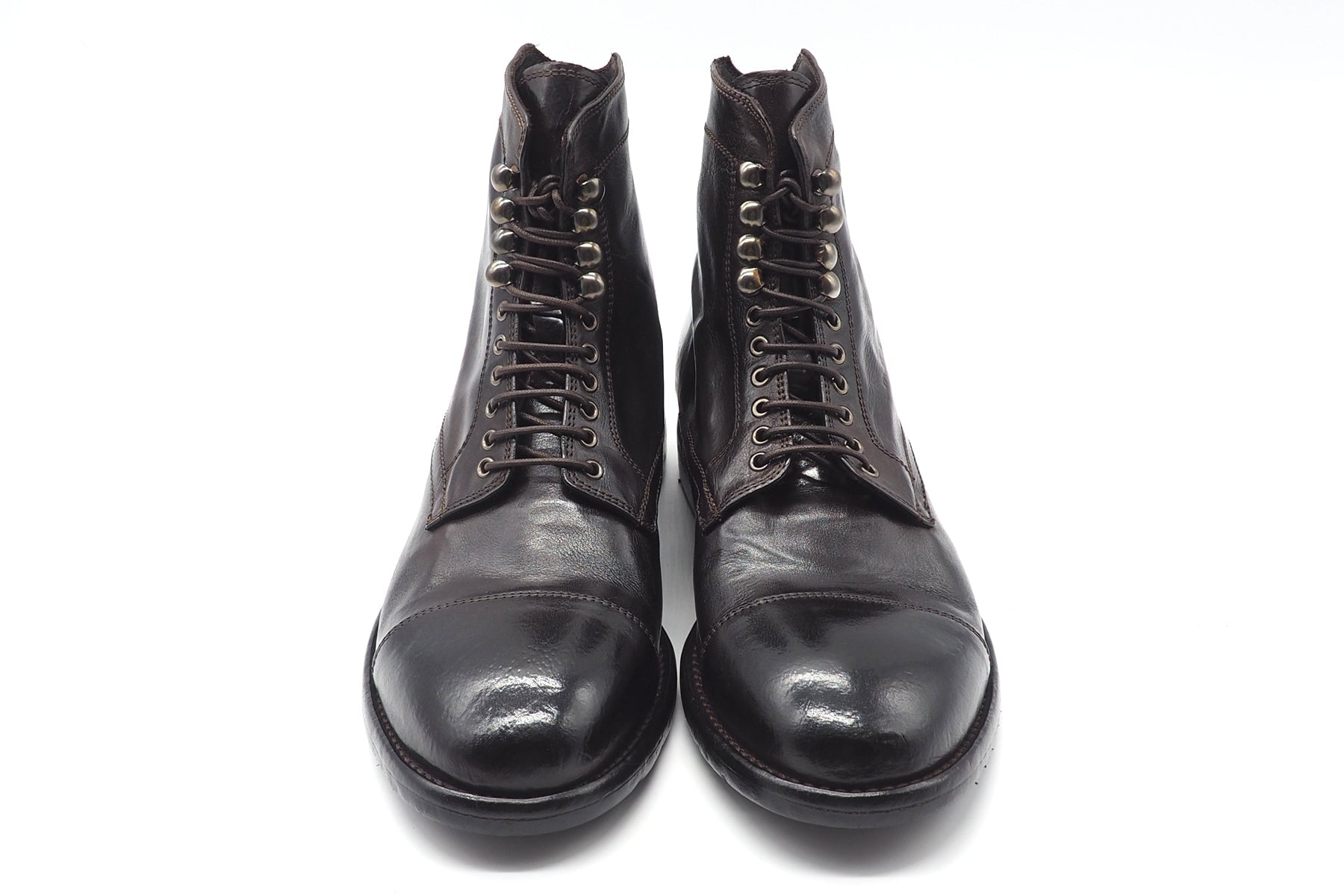 Handgefertigte edle Herren Schnürstiefelette aus gewaschenem Glattleder in Dunkelbraun Herren Stiefeletten Lemargo