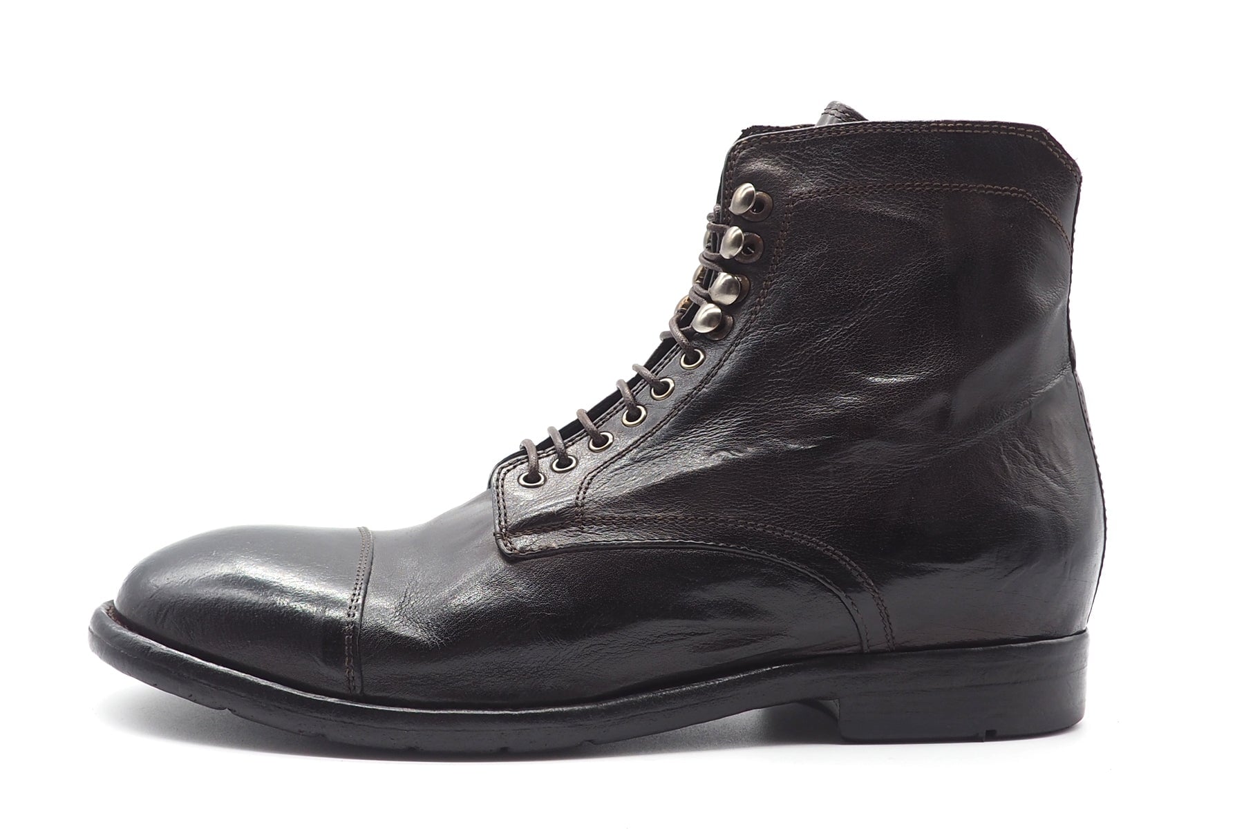 Handgefertigte edle Herren Schnürstiefelette aus gewaschenem Glattleder in Dunkelbraun Herren Stiefeletten Lemargo