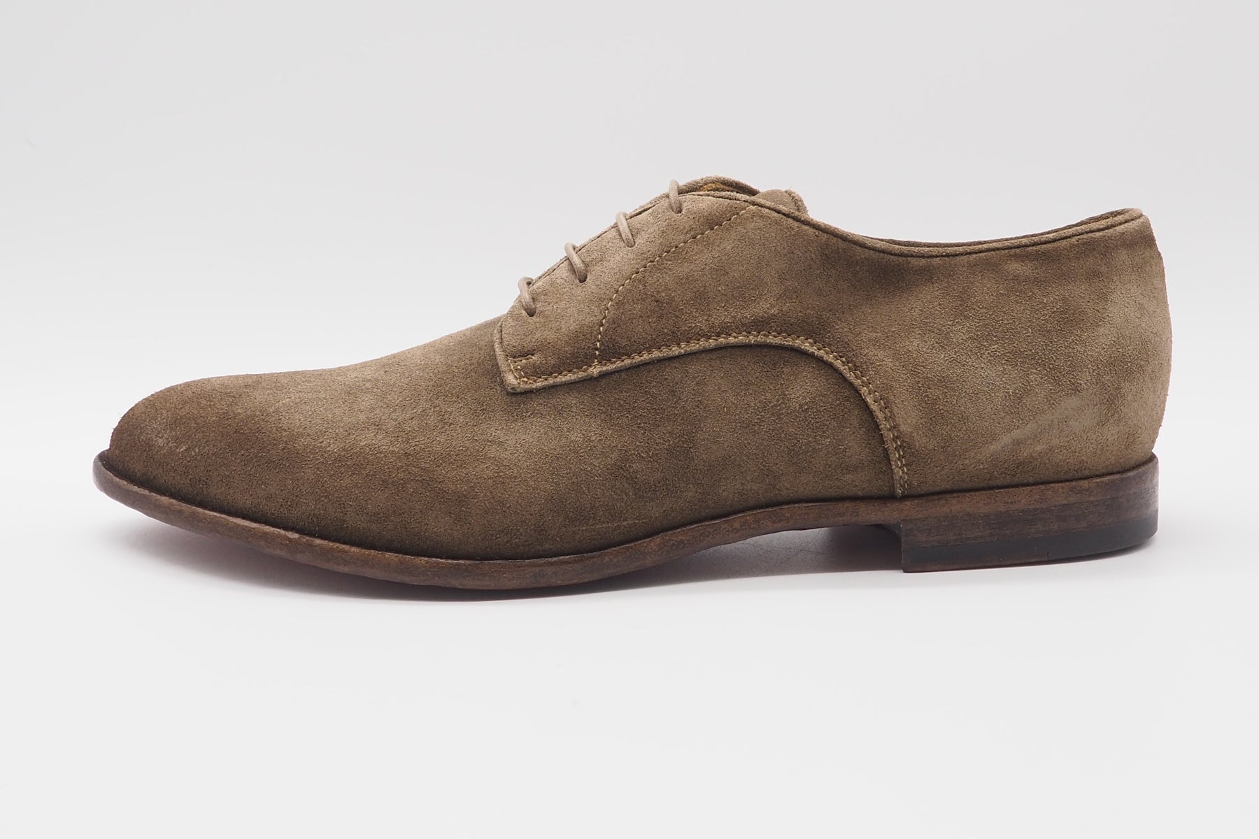 Handgemachter Herren Schnürschuh aus Antikvelours mit Ledersohle in Tope Herren Klassik modern Corvari