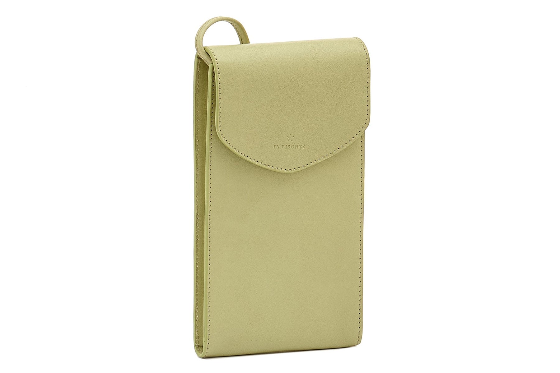 Handytasche aus Leder in Pistaziengrün Taschen Handytaschen Il Bisonte