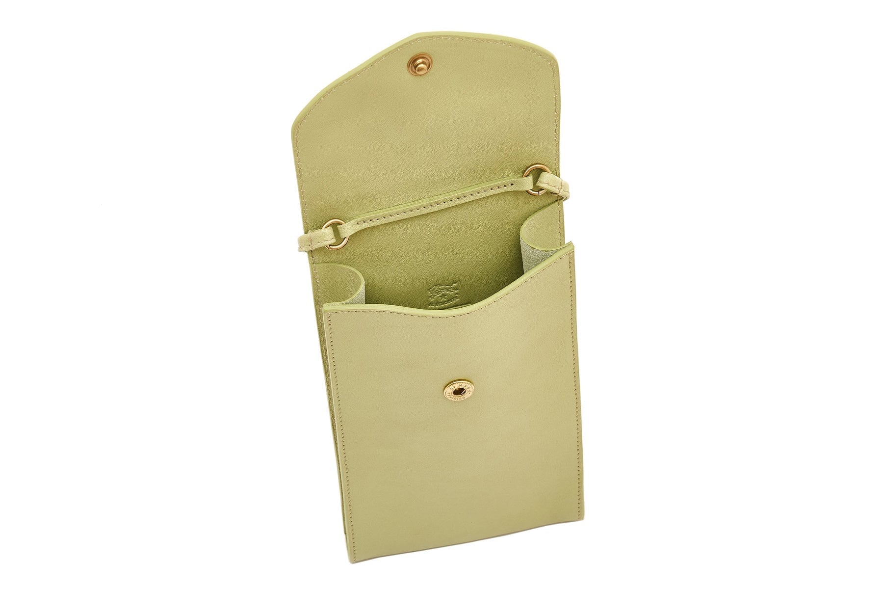 Handytasche aus Leder in Pistaziengrün Taschen Handytaschen Il Bisonte