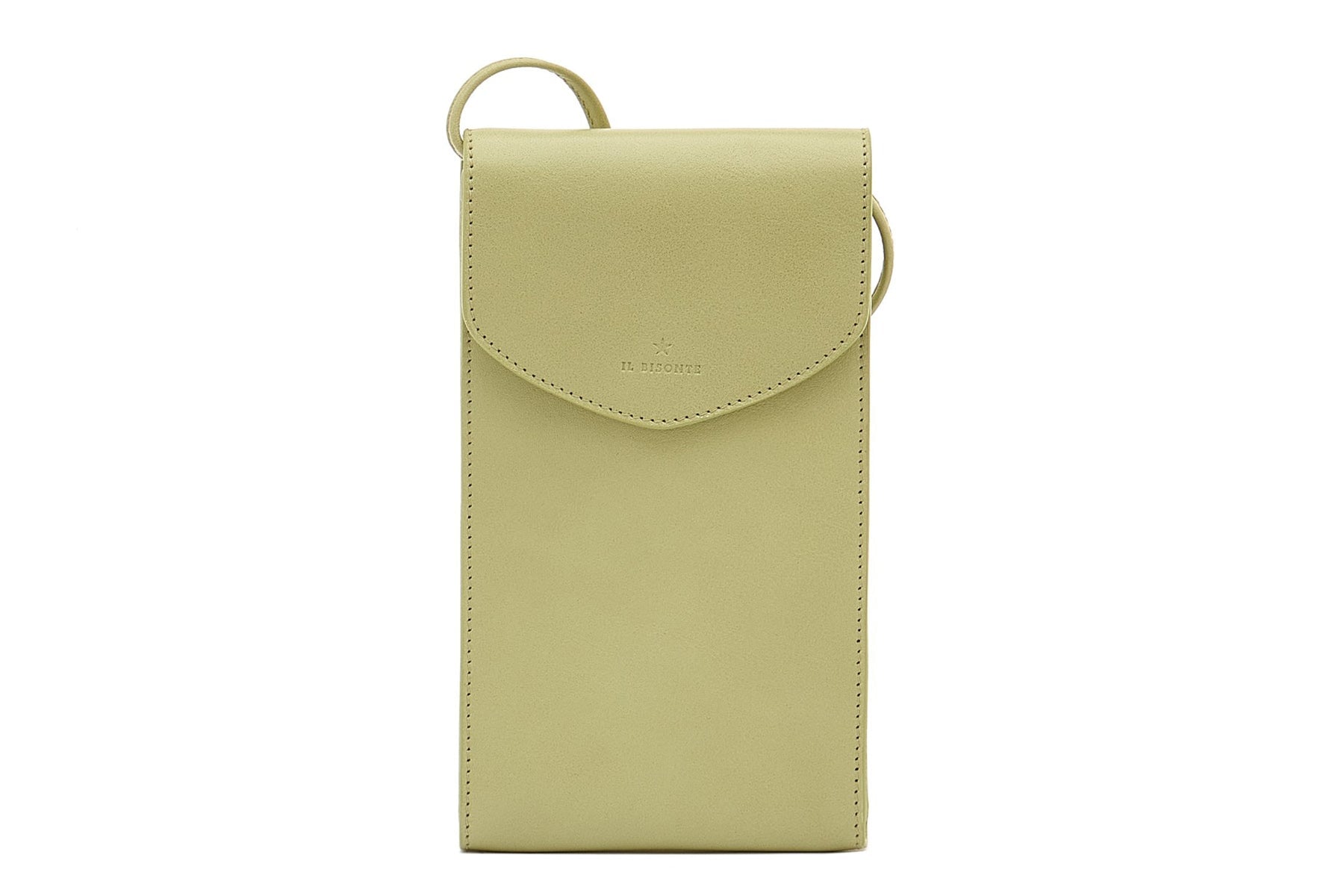 Handytasche aus Leder in Pistaziengrün Taschen Handytaschen Il Bisonte