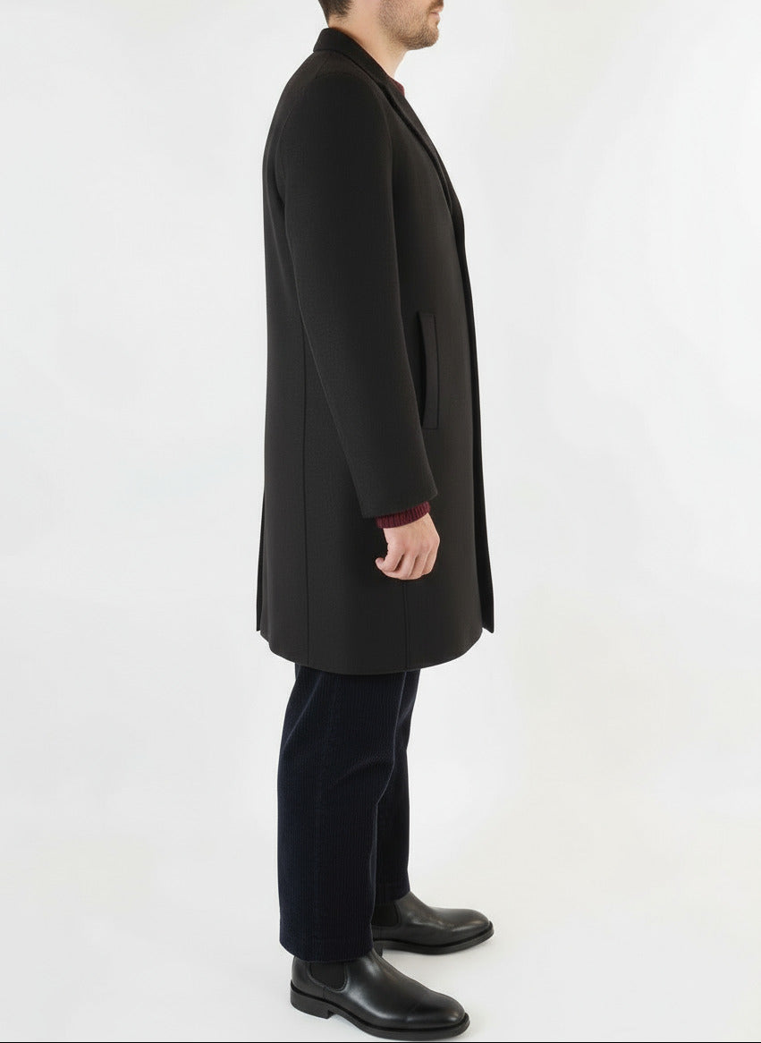 Herren Oversized Mantel aus gepresster Merinowolle in Dunkelbraun Herren Mantel Harris Wharf London