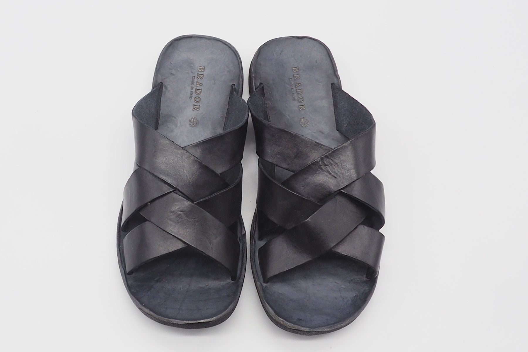 Herren Pantoffel aus Naturleder mit Bandagen in Schwarz - Handgemacht Herren Sommer Schuhe Brador