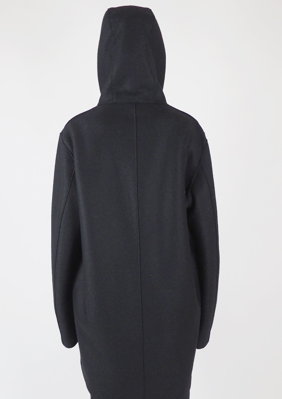 Herren Parka aus gepresster Wolle mit Boucléfutter in Schwarz mit Kapuze Herren Mantel Harris Wharf London