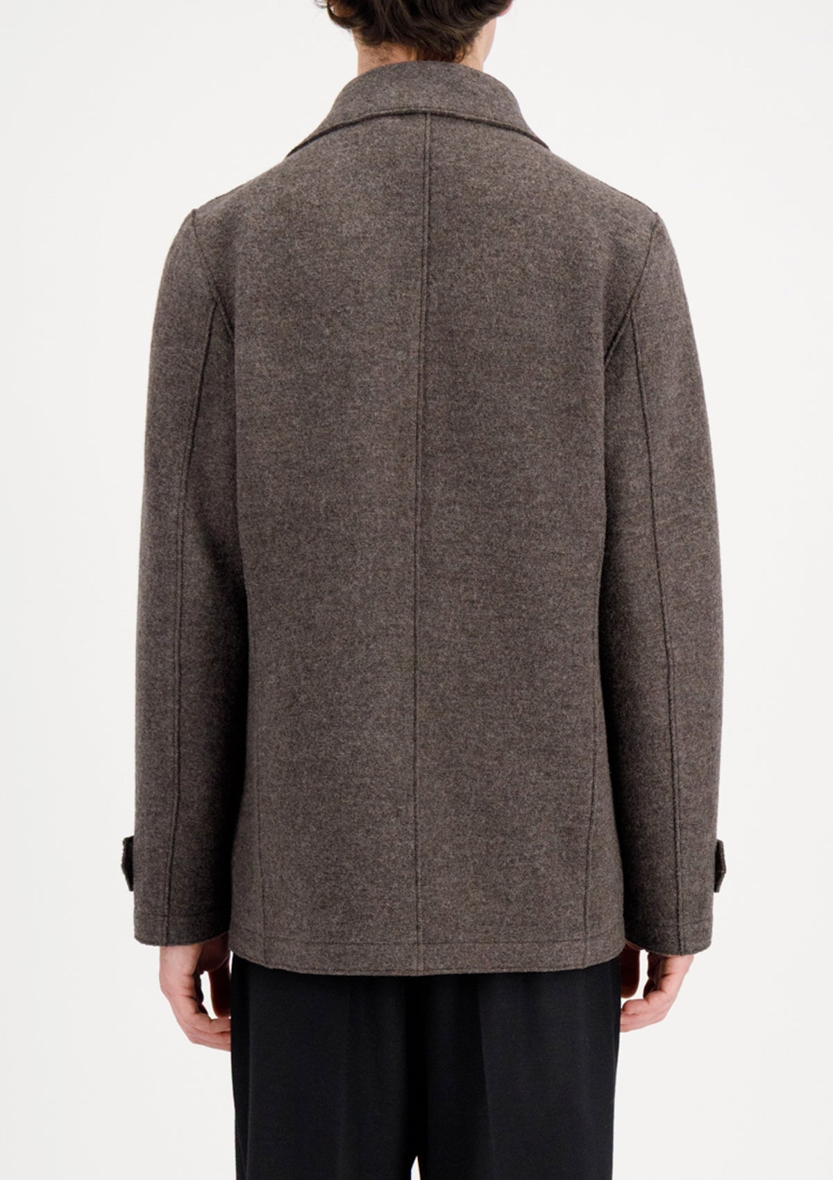 Herren Peacoat aus gekochter Wolle in Braun meliert Herren Mantel Harris Wharf London