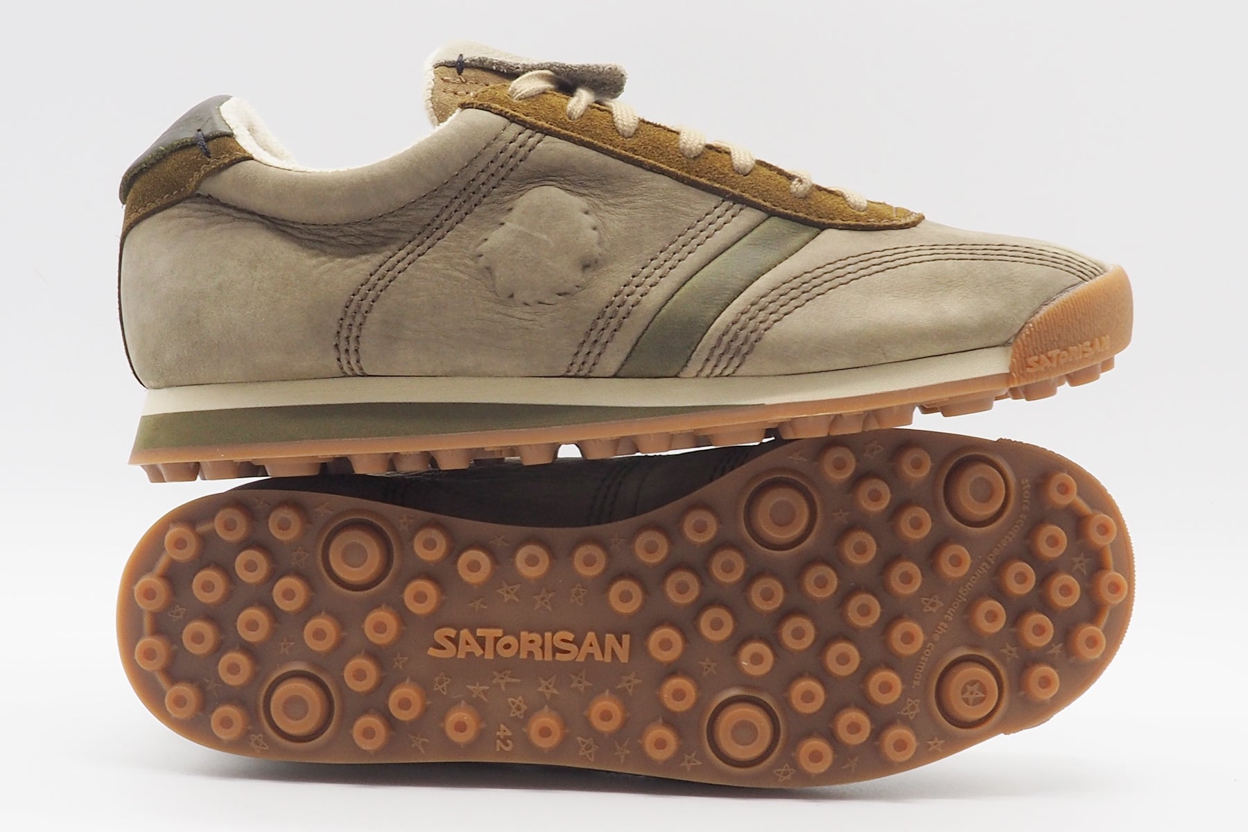 Herren Retro-Sneaker im Soccer-Style aus Nubukleder in Oliv Herren Sneaker Satorisan