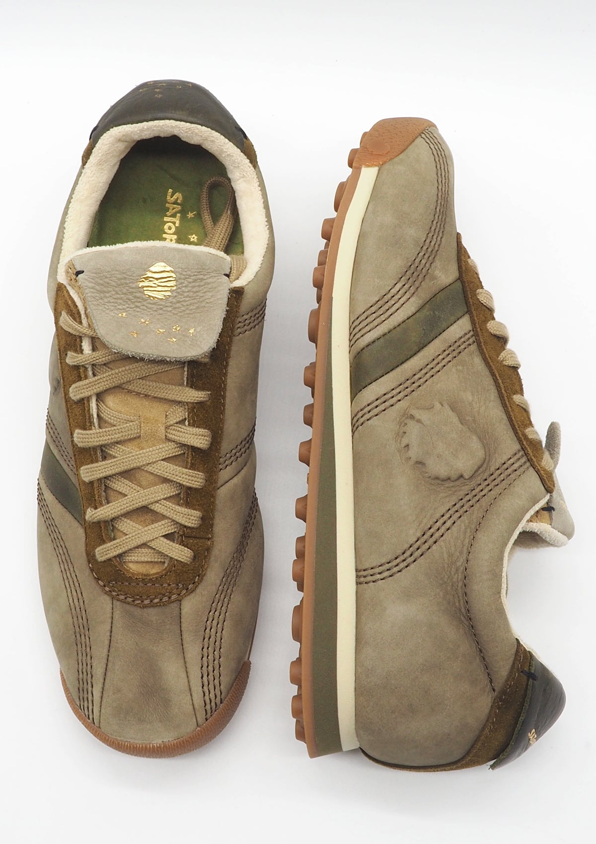 Herren Retro-Sneaker im Soccer-Style aus Nubukleder in Oliv Herren Sneaker Satorisan