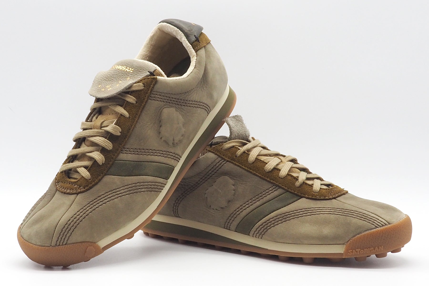 Herren Retro-Sneaker im Soccer-Style aus Nubukleder in Oliv Herren Sneaker Satorisan