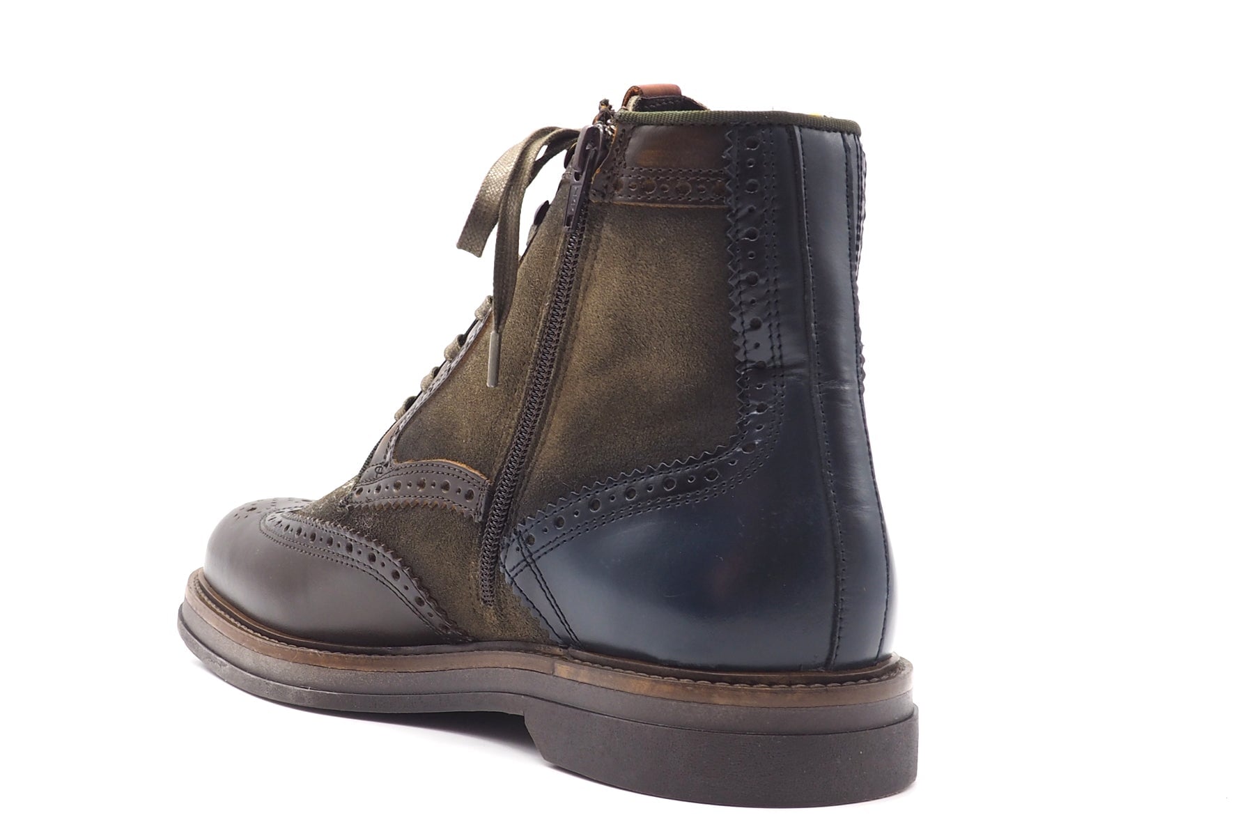 Herren Schnürboots aus Leder in Braun & Oliv - mit Lyralochung Herren Stiefeletten Ambitious