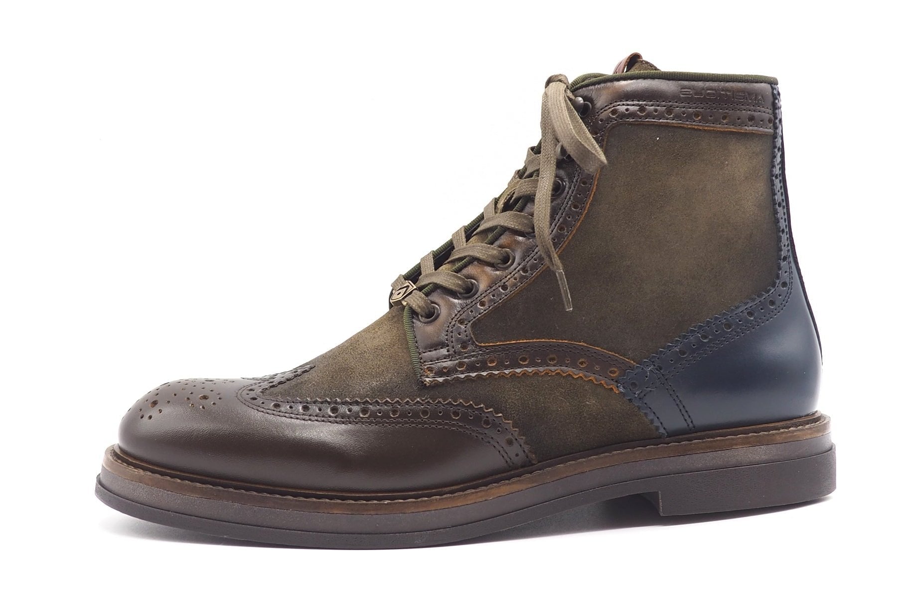 Herren Schnürboots aus Leder in Braun & Oliv - mit Lyralochung Herren Stiefeletten Ambitious