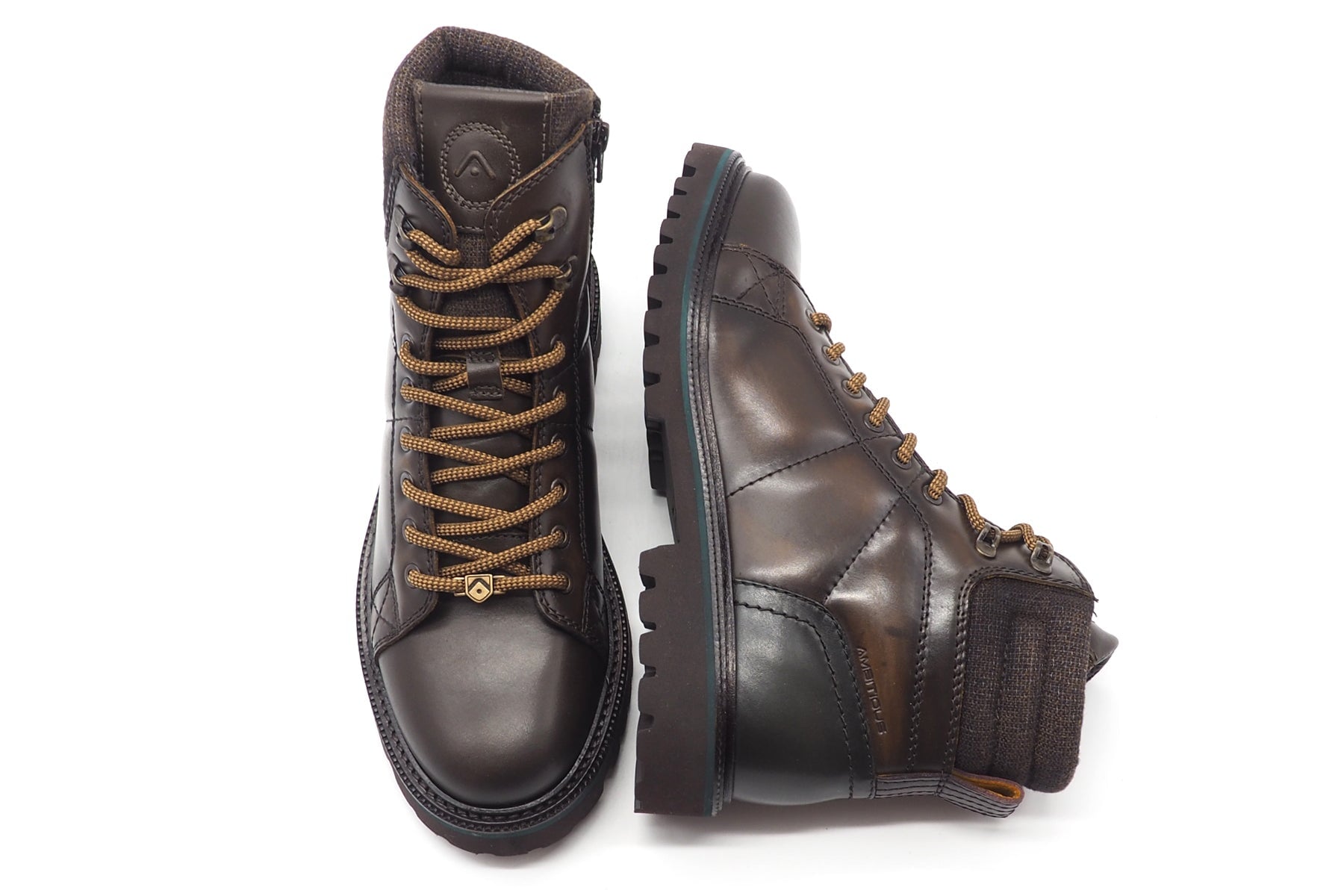 Herren Schnürboots in Leder Braun - Bergschuhstil & Leichtsohle Herren Stiefeletten Ambitious