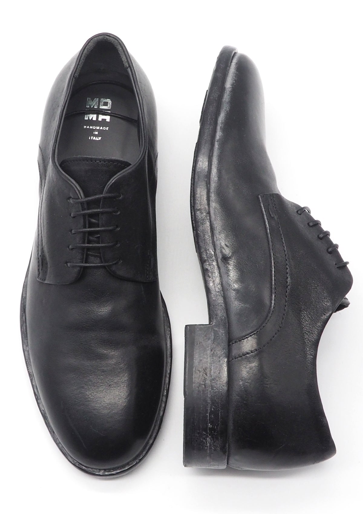 Herren Schnürschuh in Schwarz im Vintagestil mit Leder-& Gummisohle Herren Klassik modern Moma