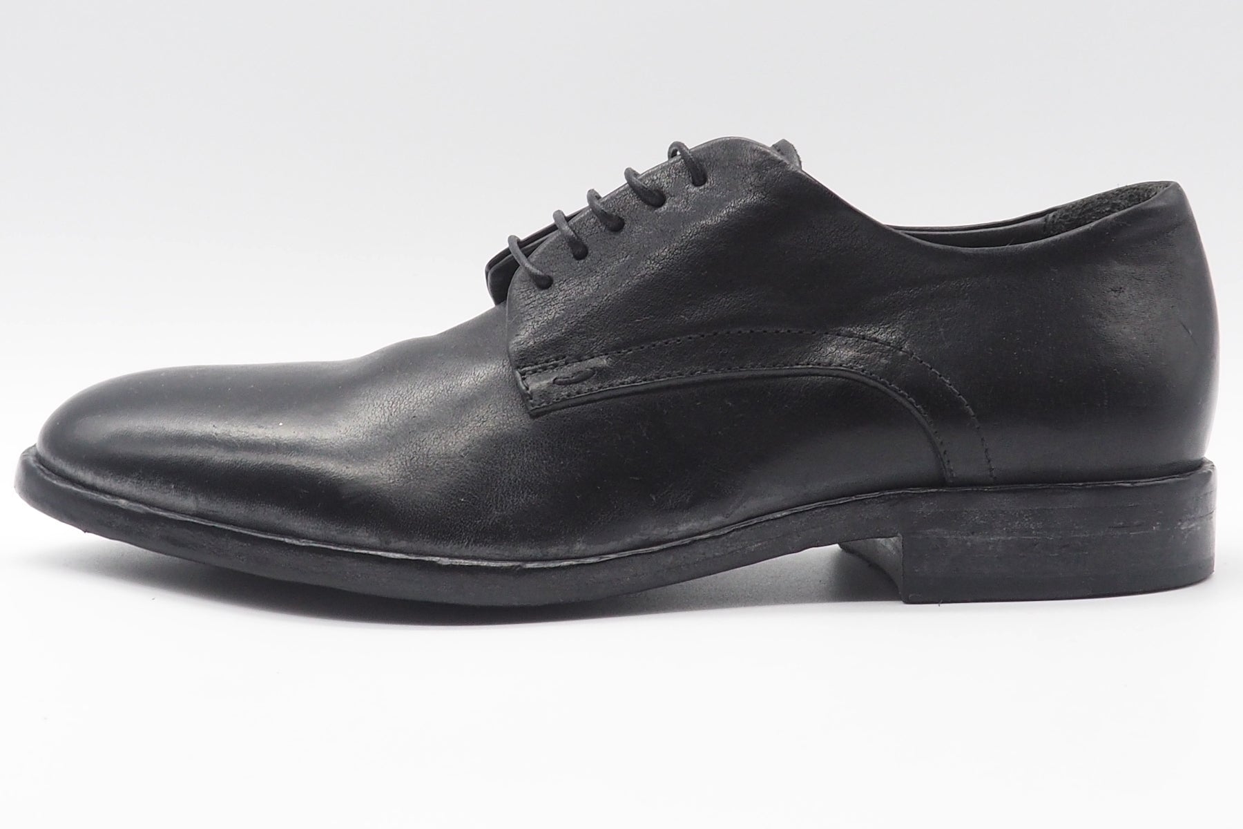 Herren Schnürschuh in Schwarz im Vintagestil mit Leder-& Gummisohle Herren Klassik modern Moma