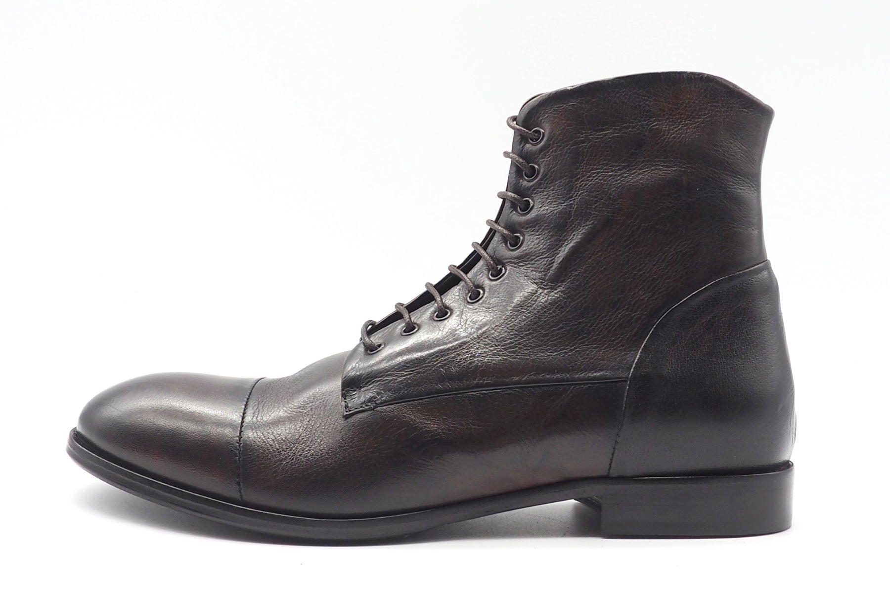 Herren Schnürstiefelette in Dunkelbraun - durchgenäht - mit Reissverschluss Herren Stiefeletten Crispiniano