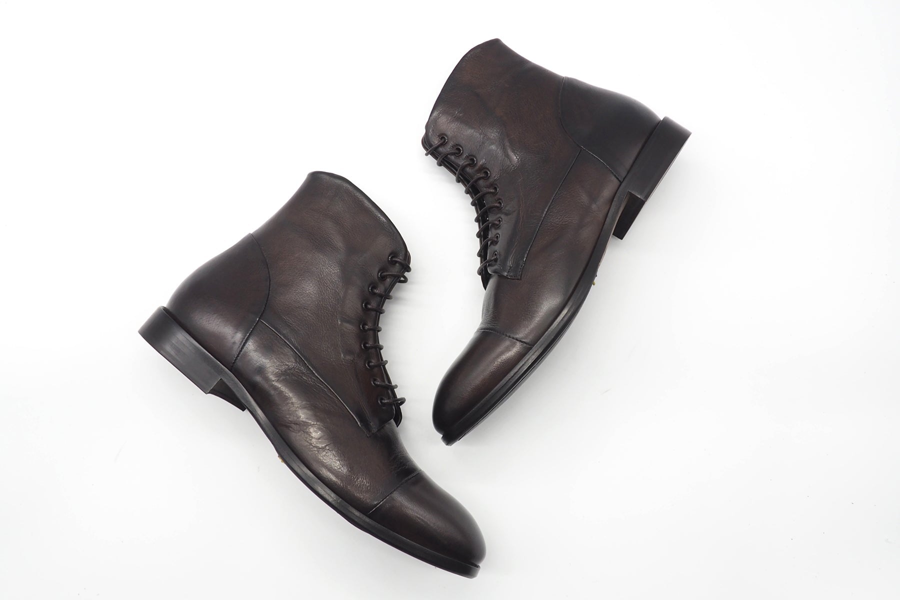 Herren Schnürstiefelette in Dunkelbraun - durchgenäht - mit Reissverschluss Herren Stiefeletten Crispiniano