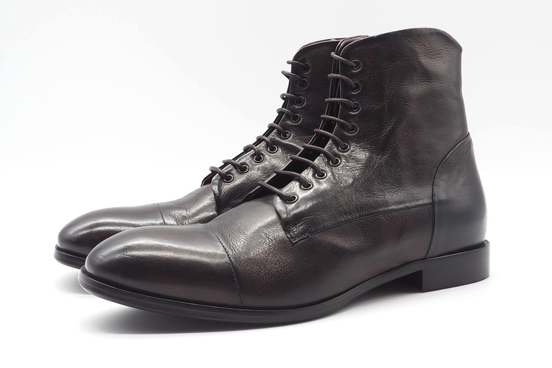 Herren Schnürstiefelette in Dunkelbraun - durchgenäht - mit Reissverschluss Herren Stiefeletten Crispiniano