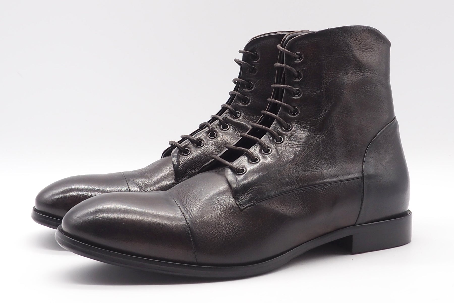 Herren Schnürstiefelette in Dunkelbraun - durchgenäht - mit Reissverschluss Herren Stiefeletten Crispiniano