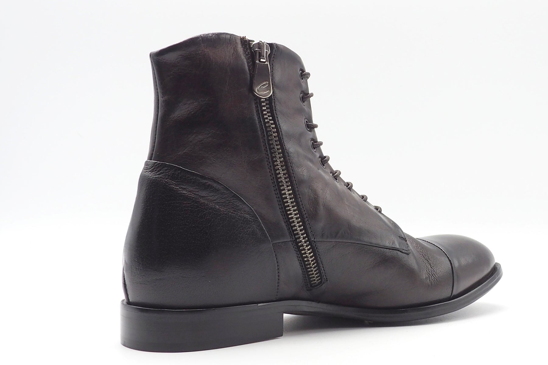 Herren Schnürstiefelette in Dunkelbraun - durchgenäht - mit Reissverschluss Herren Stiefeletten Crispiniano