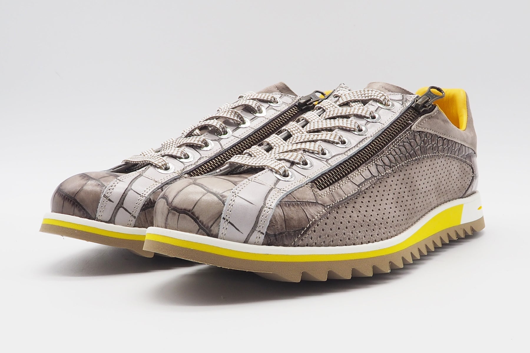 Herren Sneaker aus bedrucktem Leder in Grau Herren Sneaker Lorenzi