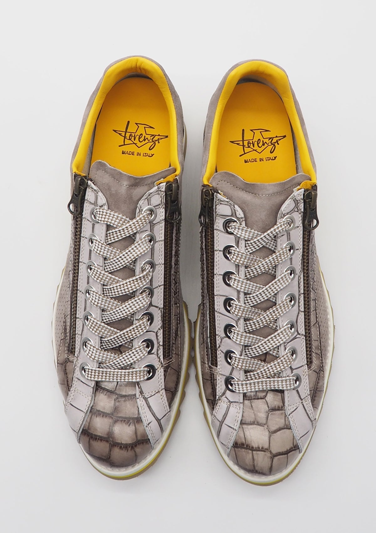 Herren Sneaker aus bedrucktem Leder in Grau Herren Sneaker Lorenzi