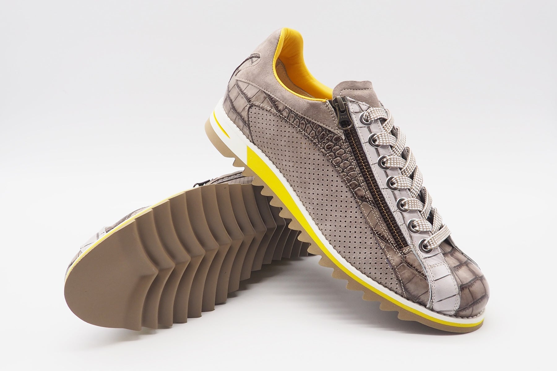 Herren Sneaker aus bedrucktem Leder in Grau Herren Sneaker Lorenzi