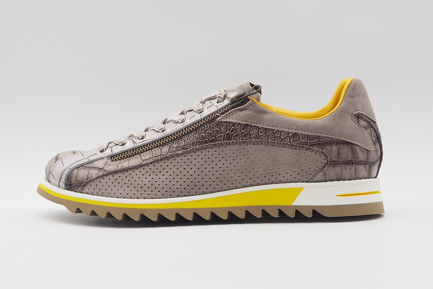 Herren Sneaker aus bedrucktem Leder in Grau Herren Sneaker Lorenzi