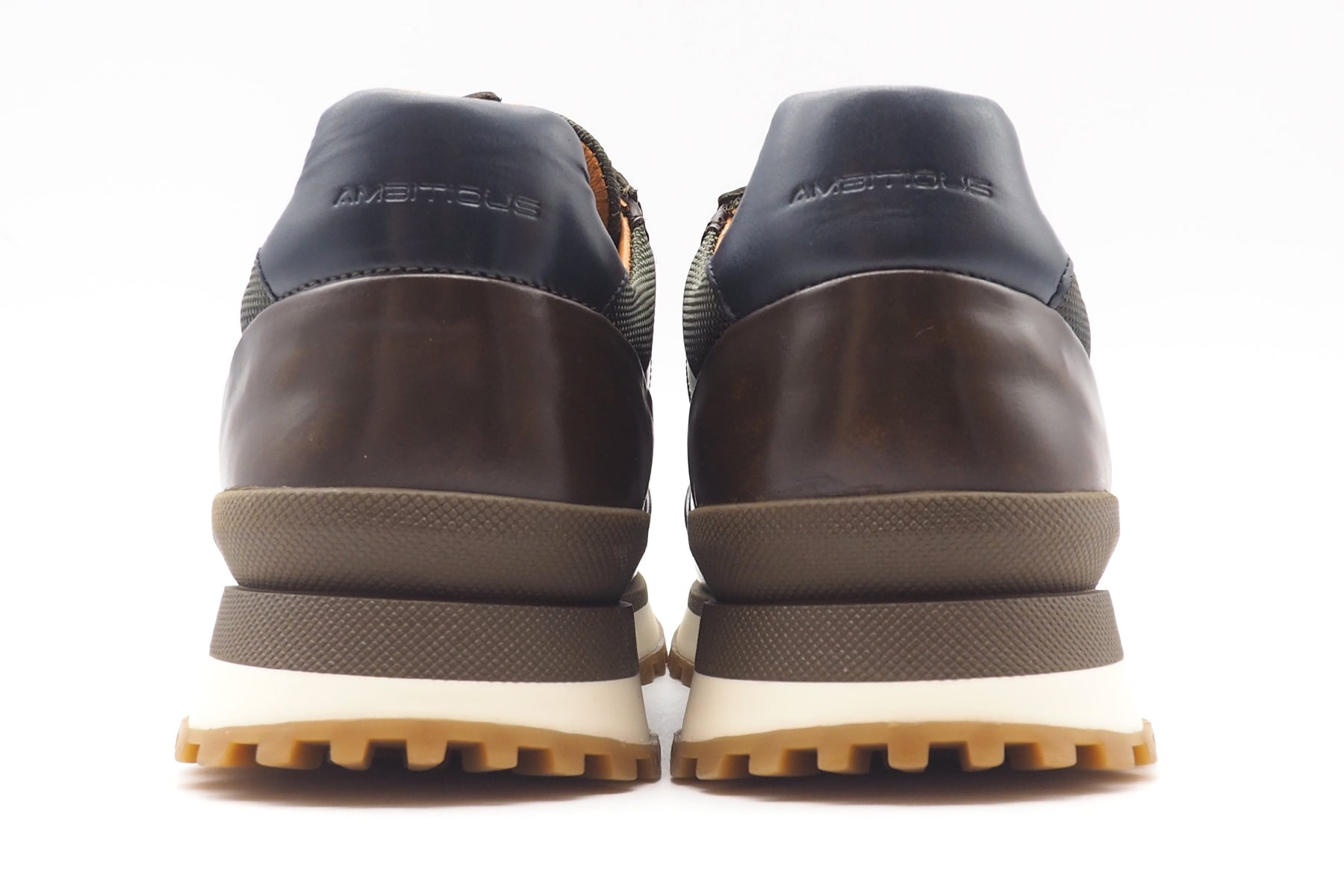 Herren Sneaker aus Leder & Mesh in Braun & Oliv im Runningstyle Herren Sneaker Ambitious