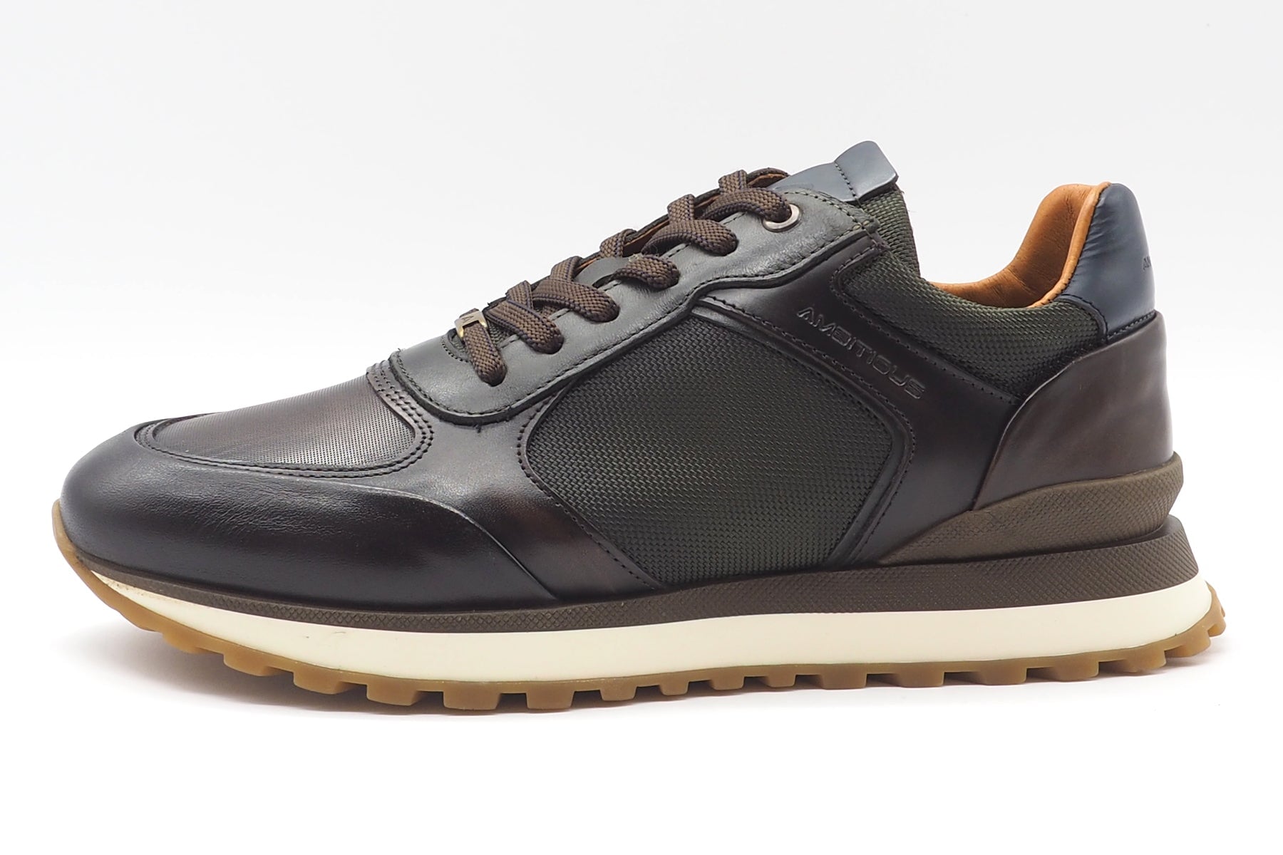 Herren Sneaker aus Leder & Mesh in Braun & Oliv im Runningstyle Herren Sneaker Ambitious