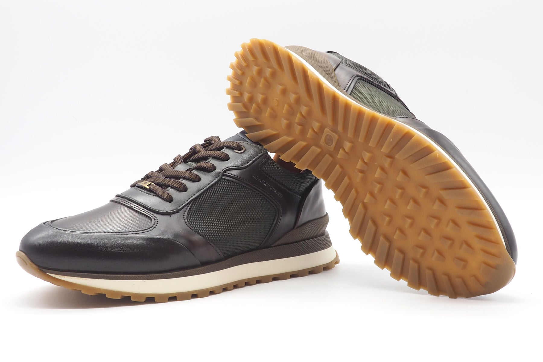 Herren Sneaker aus Leder & Mesh in Braun & Oliv im Runningstyle Herren Sneaker Ambitious