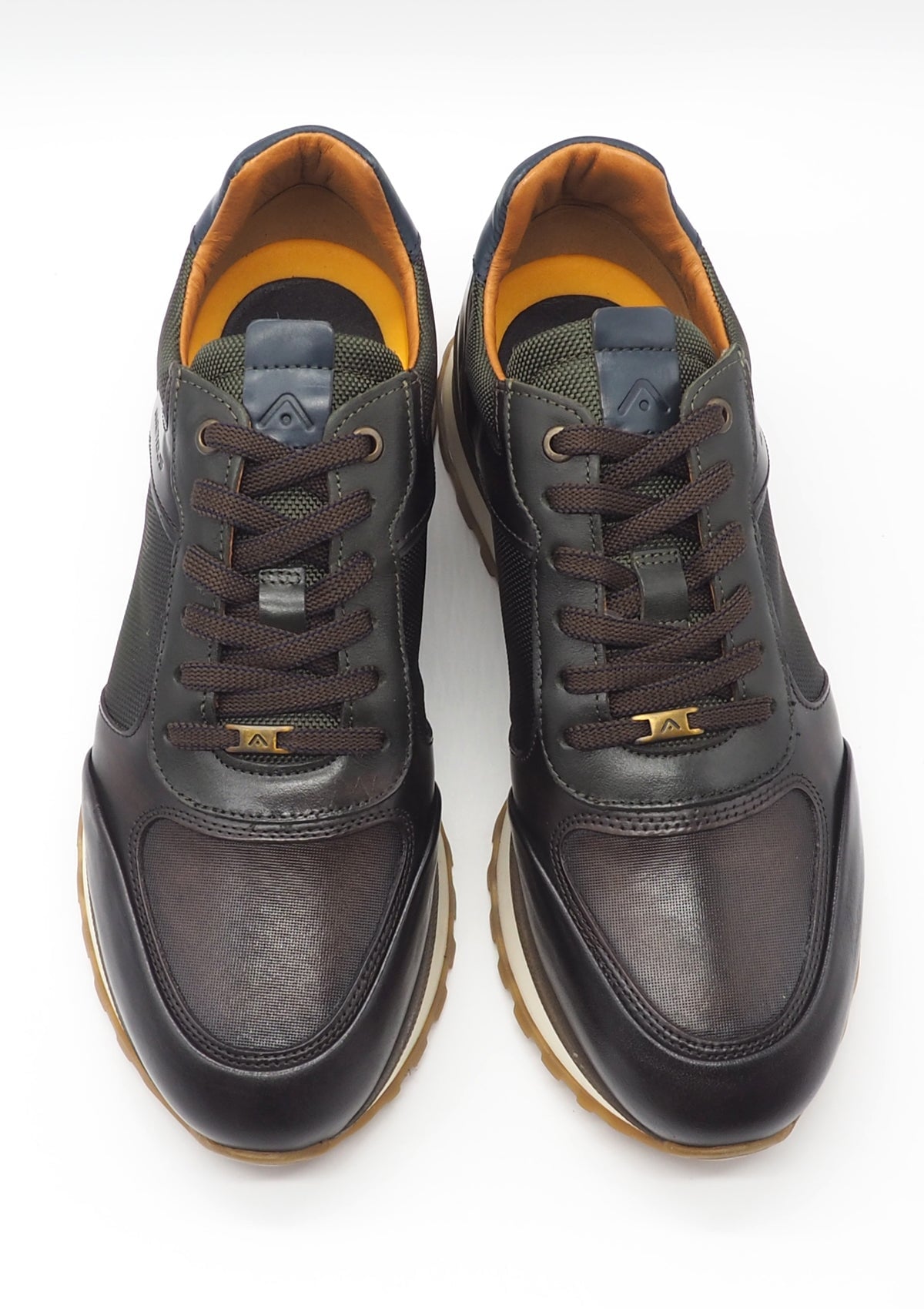 Herren Sneaker aus Leder & Mesh in Braun & Oliv im Runningstyle Herren Sneaker Ambitious