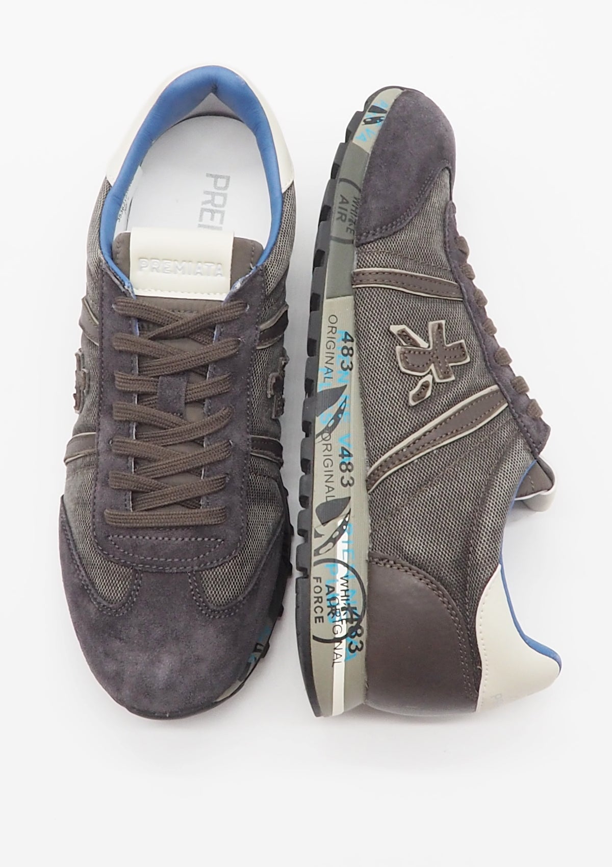 Herren Sneaker aus Veloursleder & Mesh in Grau/Braun - Lucy Herren Sneaker Premiata