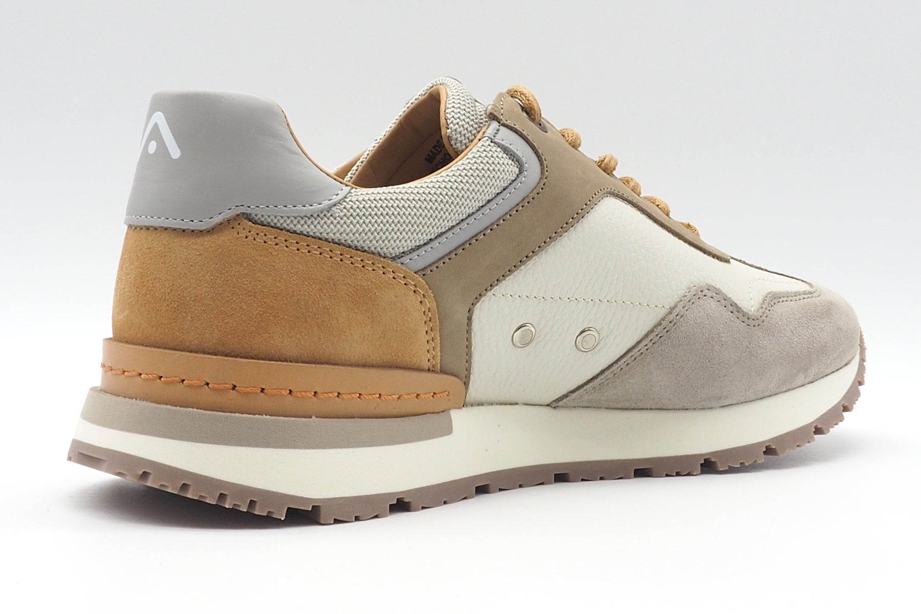 Herren Sneaker in Running Style aus Leder in Beige & Weiss Herren Sneaker Ambitious