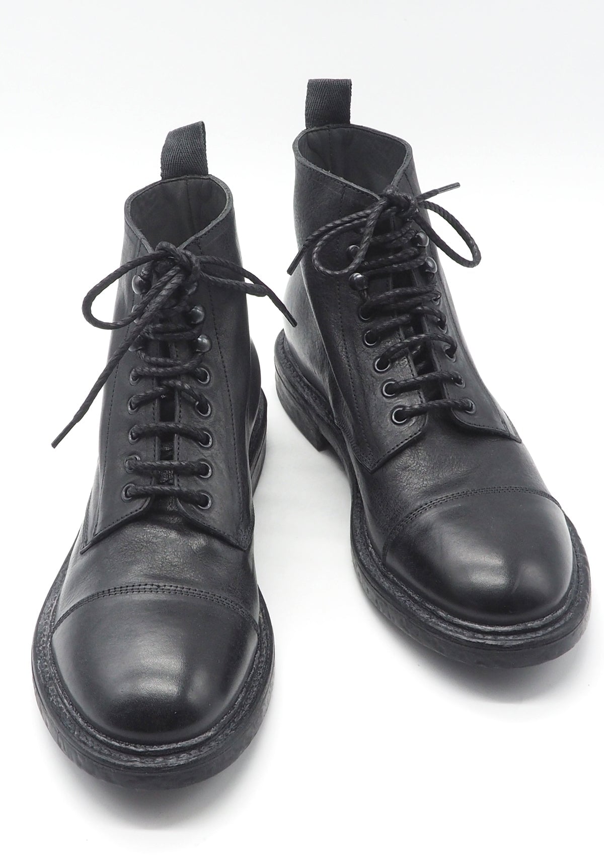Herren Stiefeletten zum Schnüren in Vintagoptik aus Leder in Schwarz Herren Stiefeletten Moma