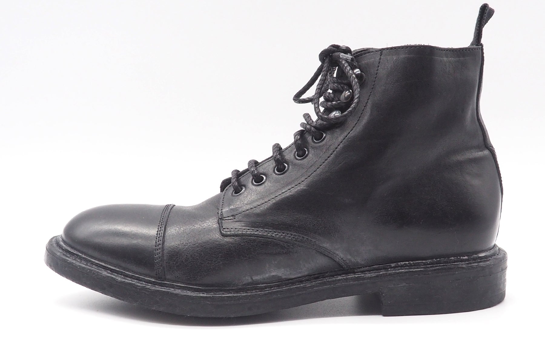 Herren Stiefeletten zum Schnüren in Vintagoptik aus Leder in Schwarz Herren Stiefeletten Moma