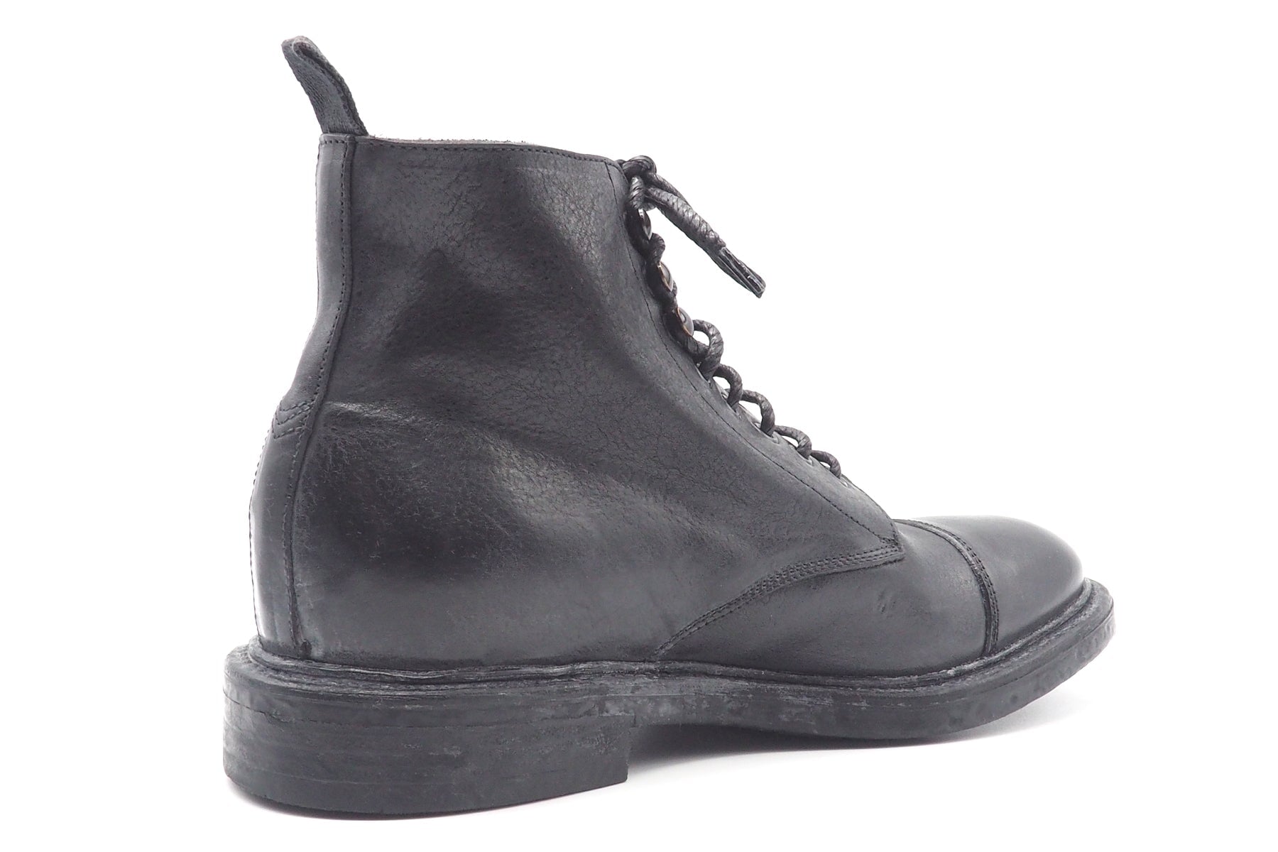 Herren Stiefeletten zum Schnüren in Vintagoptik aus Leder in Schwarz Herren Stiefeletten Moma