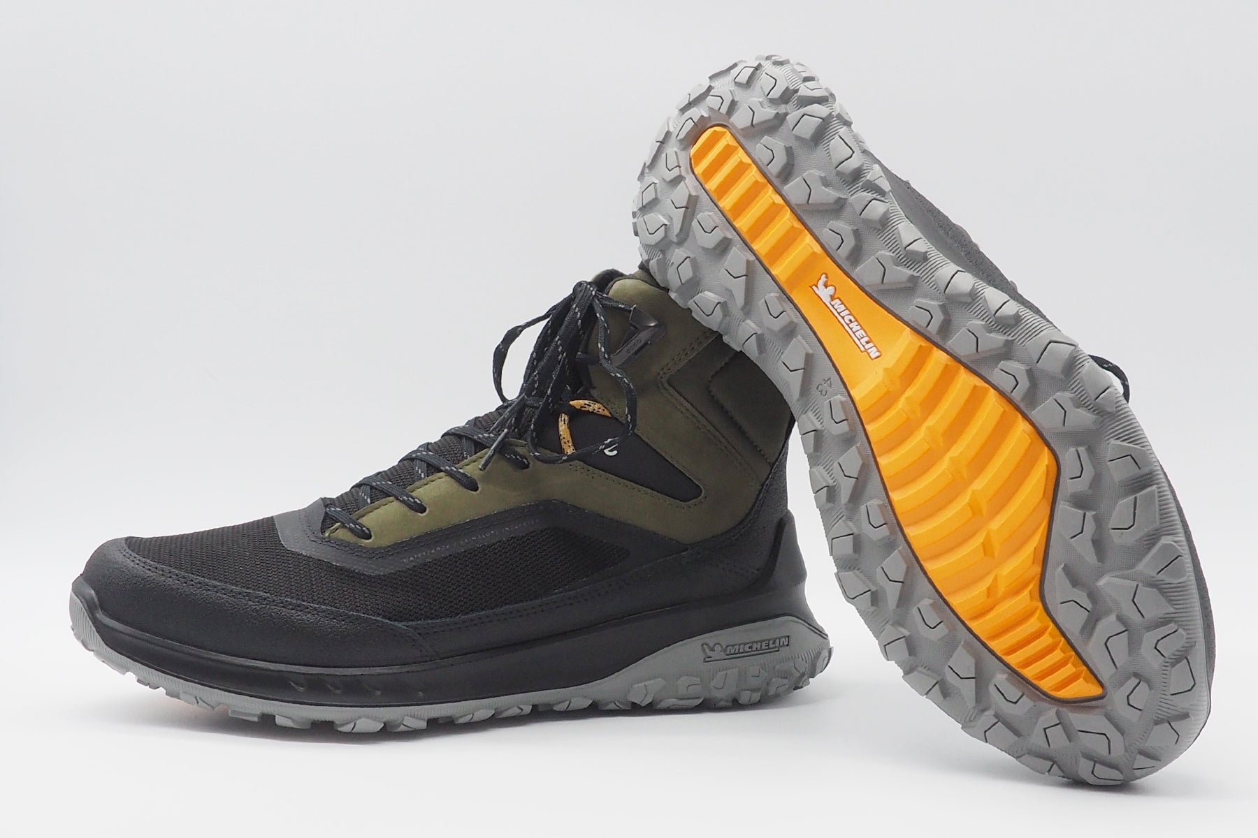 Herren Wasserdichte Outdoorschuhe aus Nubukleder in Oliv & Schwarz mit Michelin-Sohle Herren Schnürboots Ecco