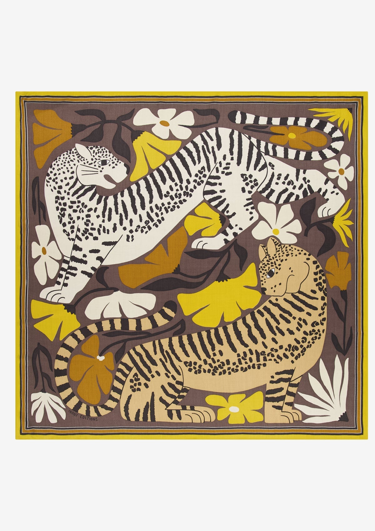 Karre mit floralem Tigerdesign aus Seide mit Modal in Goldbraun – Panteo Accessoires Tücher & Schals Inoui E.