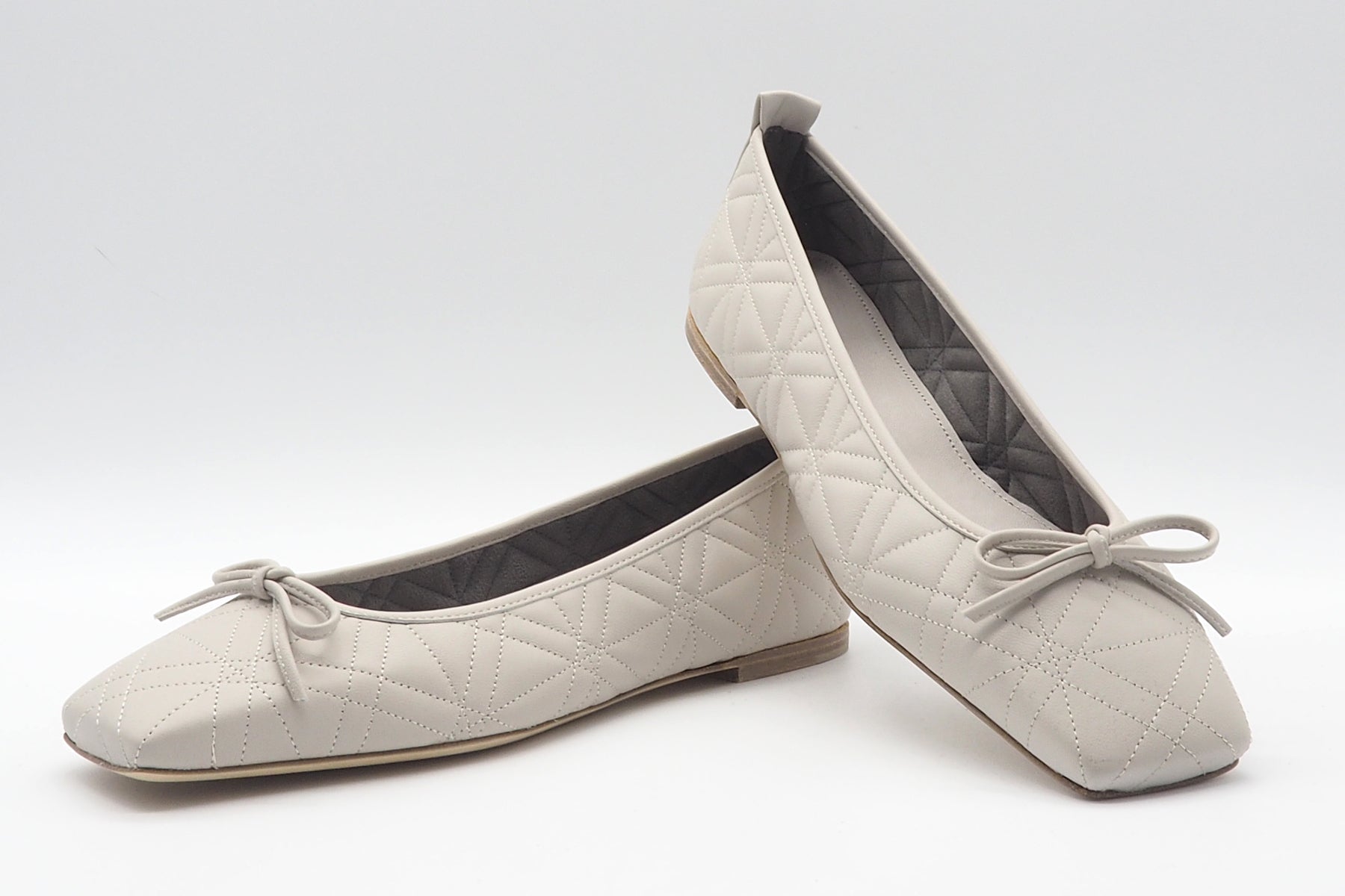 Karree Ballerina in Leder - Creme Damen Ballerinas Kennel & Schmenger