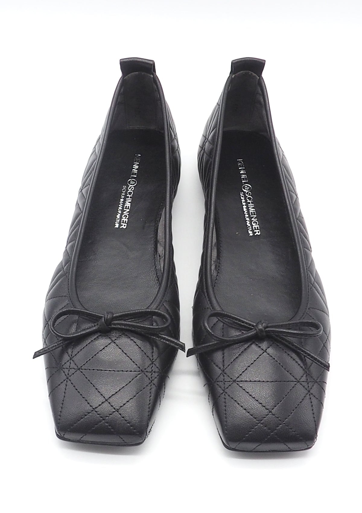 Karree Ballerina mit moderner Steppung in Leder - Schwarz Damen Ballerinas Kennel & Schmenger