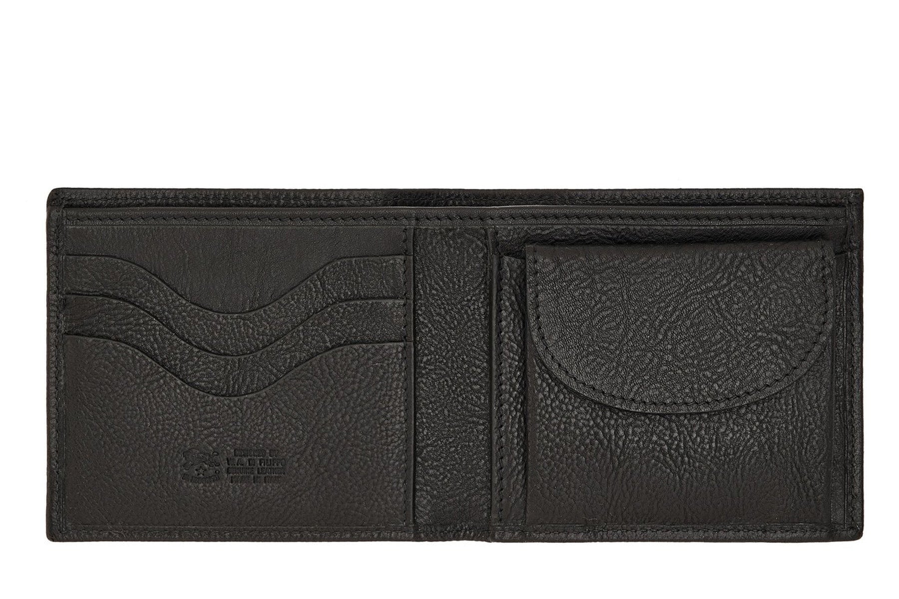Klassische Brieftasche mit Münzfach aus Leder in Schwarz - Bi fold wallet Brieftaschen Il Bisonte