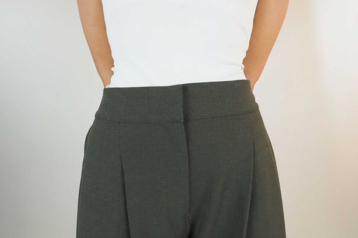 Lange Damenhose mit Falte aus Viskose & Polyester in Kaki Damen Hose Psophia