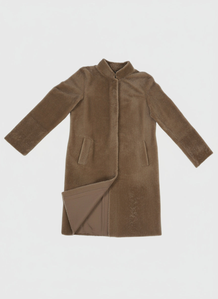 Langer Damemantel aus Lammfell in Beige - Tessa Damen Mantel Benedetta Novi