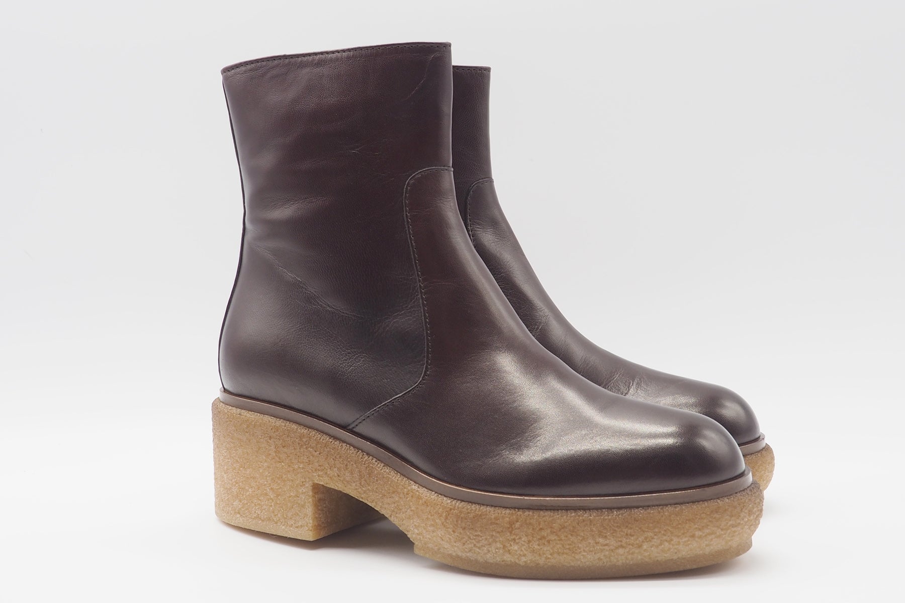 Lässige Damen Stiefelette aus Leder in Braun mit Plateausohle Damen Stiefeletten Triver Flight