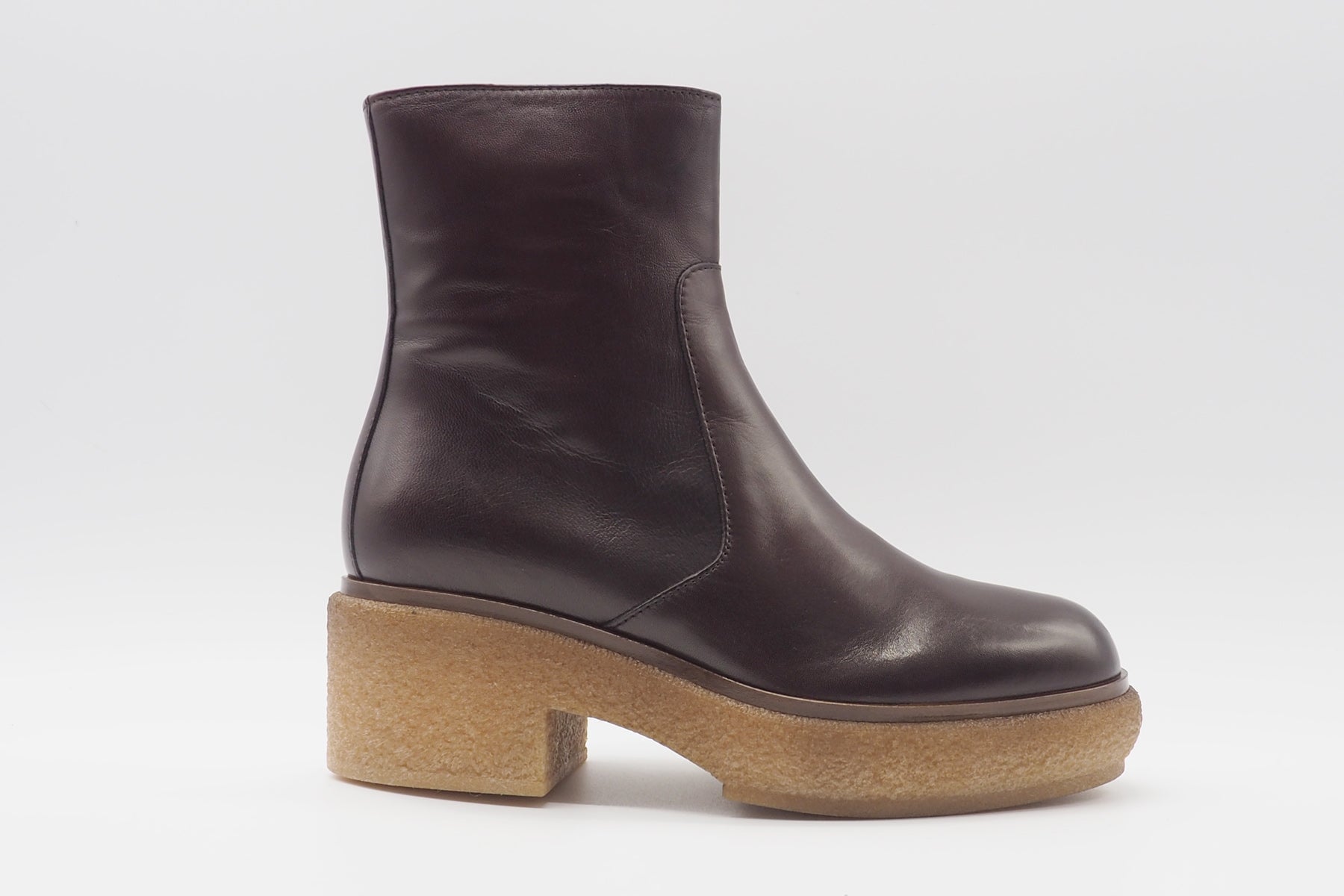 Lässige Damen Stiefelette aus Leder in Braun mit Plateausohle Damen Stiefeletten Triver Flight