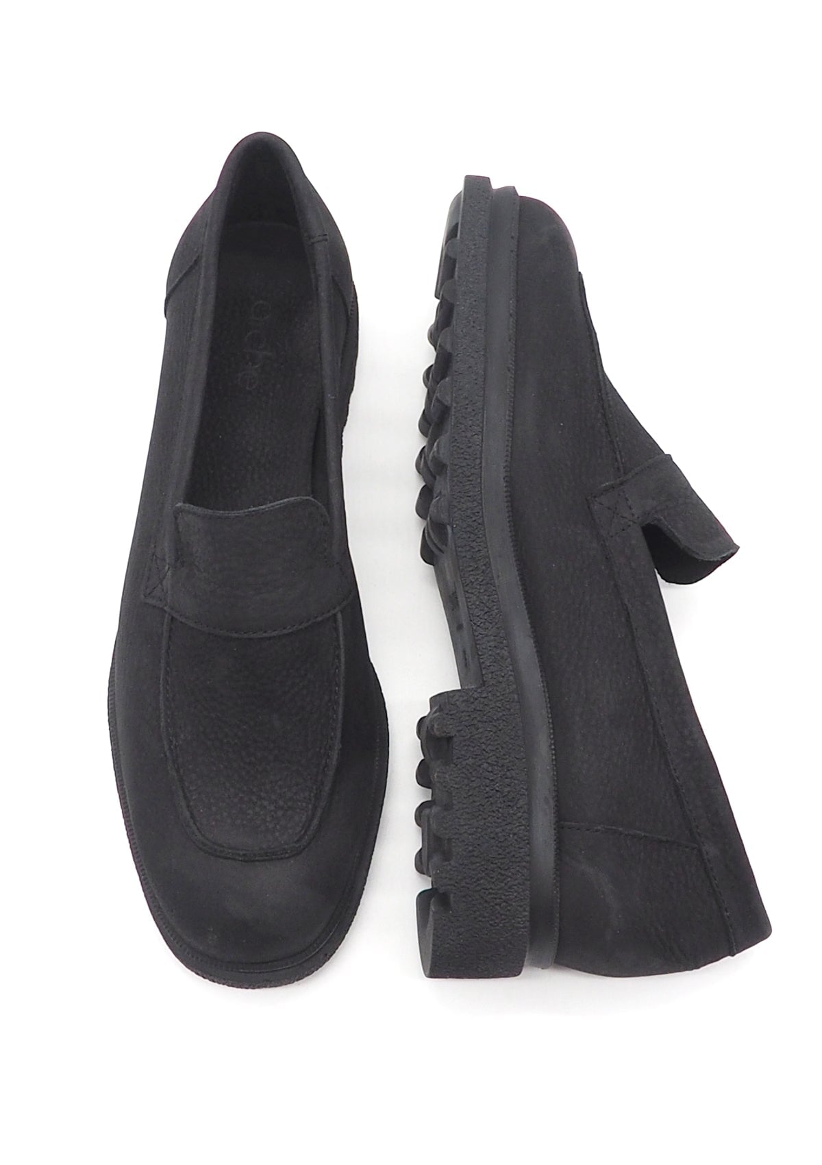 Lässiger Damen Loafer aus Nubukleder in Schwarz mit Kautschuksohle - Homock Damen Loafers & Schnürer Arche